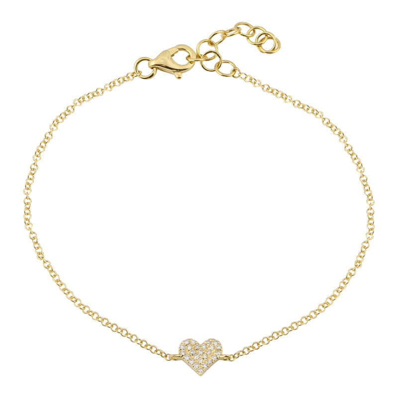 Micro Pave Diamond Heart Bracelet in 14k gold by Izakov Fine Jewelry from Miami, Florida.
