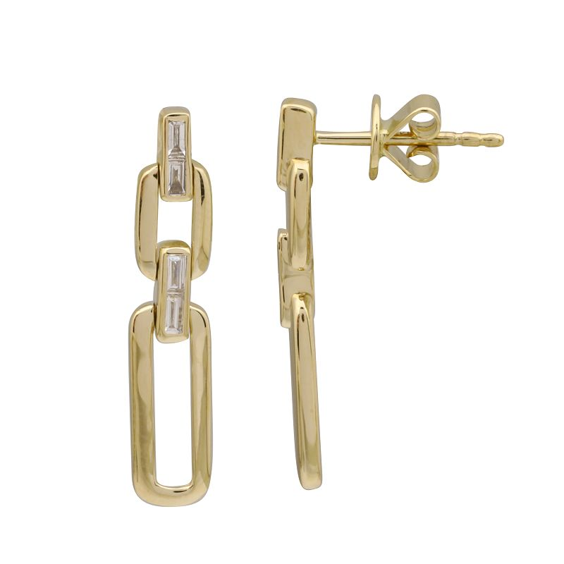 14K Gold Baguette Diamond Links Drop Earrings Pair Earrings by Izakov Diamonds + Fine Jewelry | Izakov