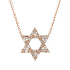 14K Gold Baguette Diamond Star of David Necklace Rose Gold Necklaces by Izakov Diamonds + Fine Jewelry | Izakov