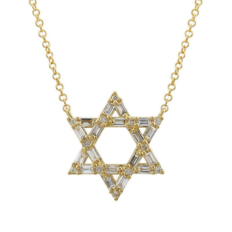 Gold star-shaped pendant necklace with intricate design from our exquisite jewelry collection