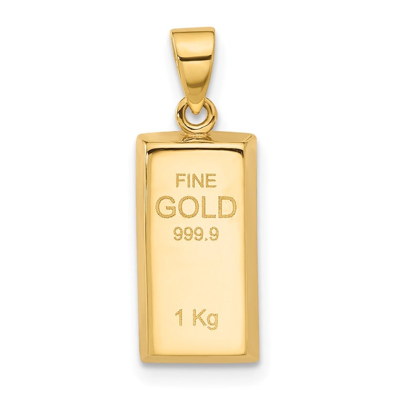 14K Gold Bullion Bar Necklace Pendant Yellow Gold Charms & Pendants by Izakov Diamonds + Fine Jewelry | Izakov