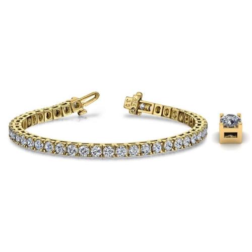 14K gold classic tennis bracelet with lab-grown diamonds in a 4-prong setting showcasing timeless elegance.
