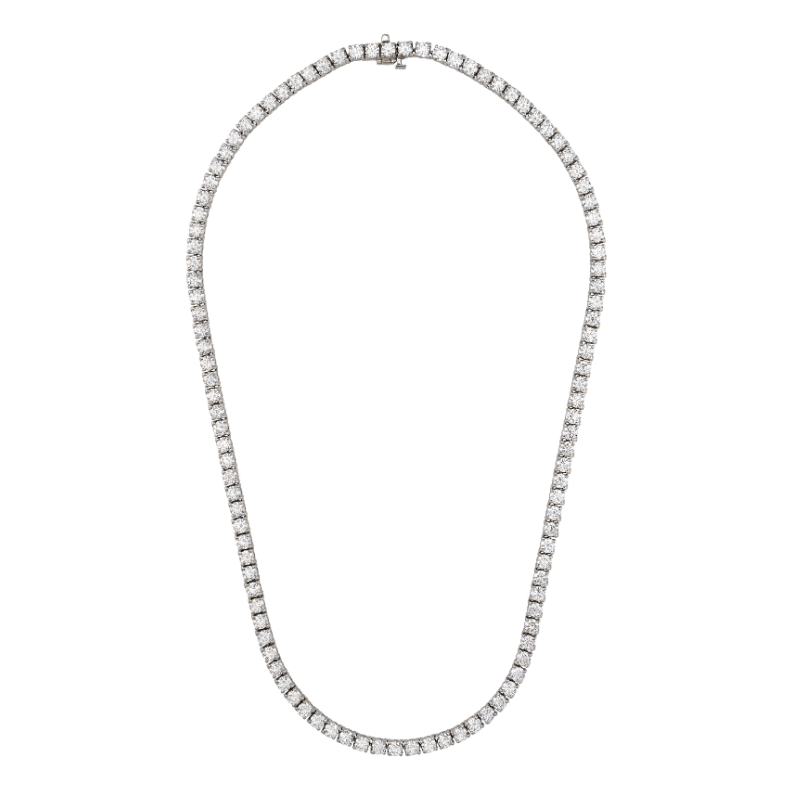14K gold tennis necklace with classic lab-grown diamonds, offering elegance and eco-friendly style.