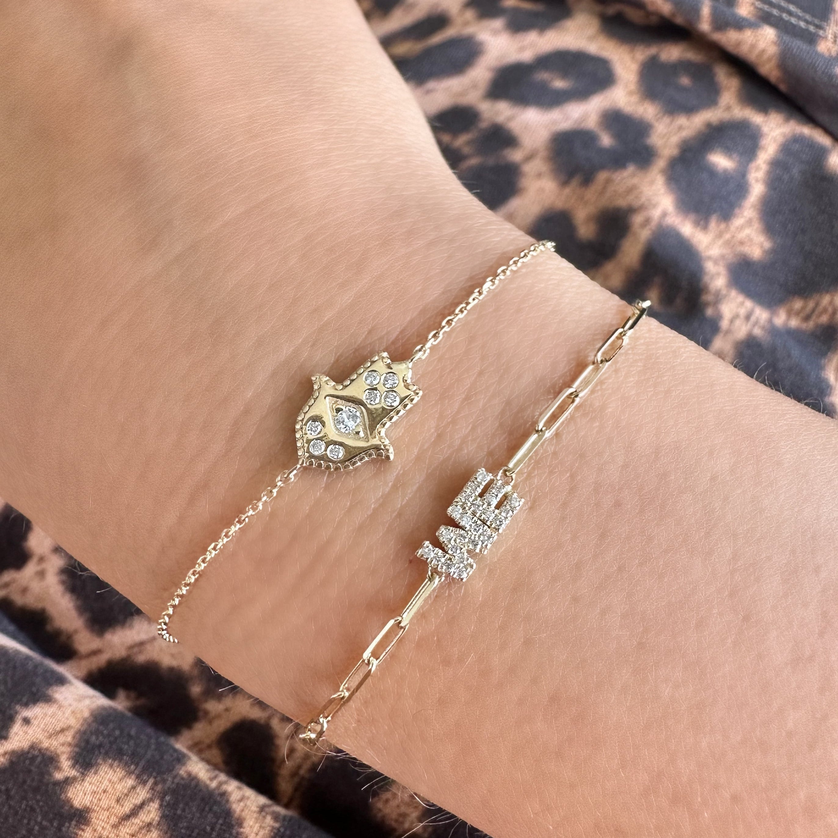 Diamond Accented Hamsa Bracelet close-up, hamsa