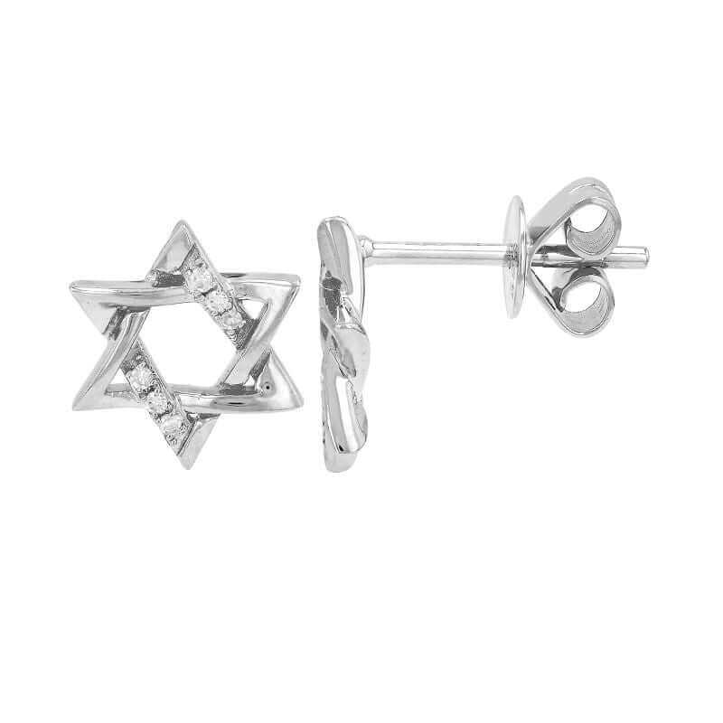Diamond Accented Star of David Earrings crafted in 14K gold with dazzling accents from Izakov Fine Jewelry.