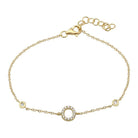 14K Gold Pave Diamond Initial Bracelet O / Yellow Gold Izakov Diamonds + Fine Jewelry