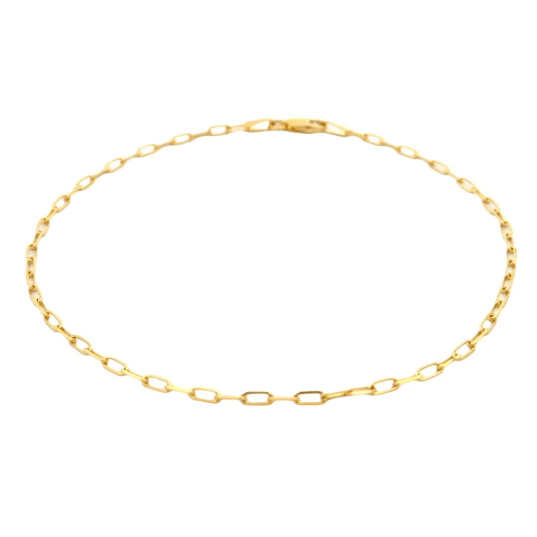 14K Gold Diamond Cut Cable Link Anklet showcasing a delicate chain design, ideal for elegant ankle wear.