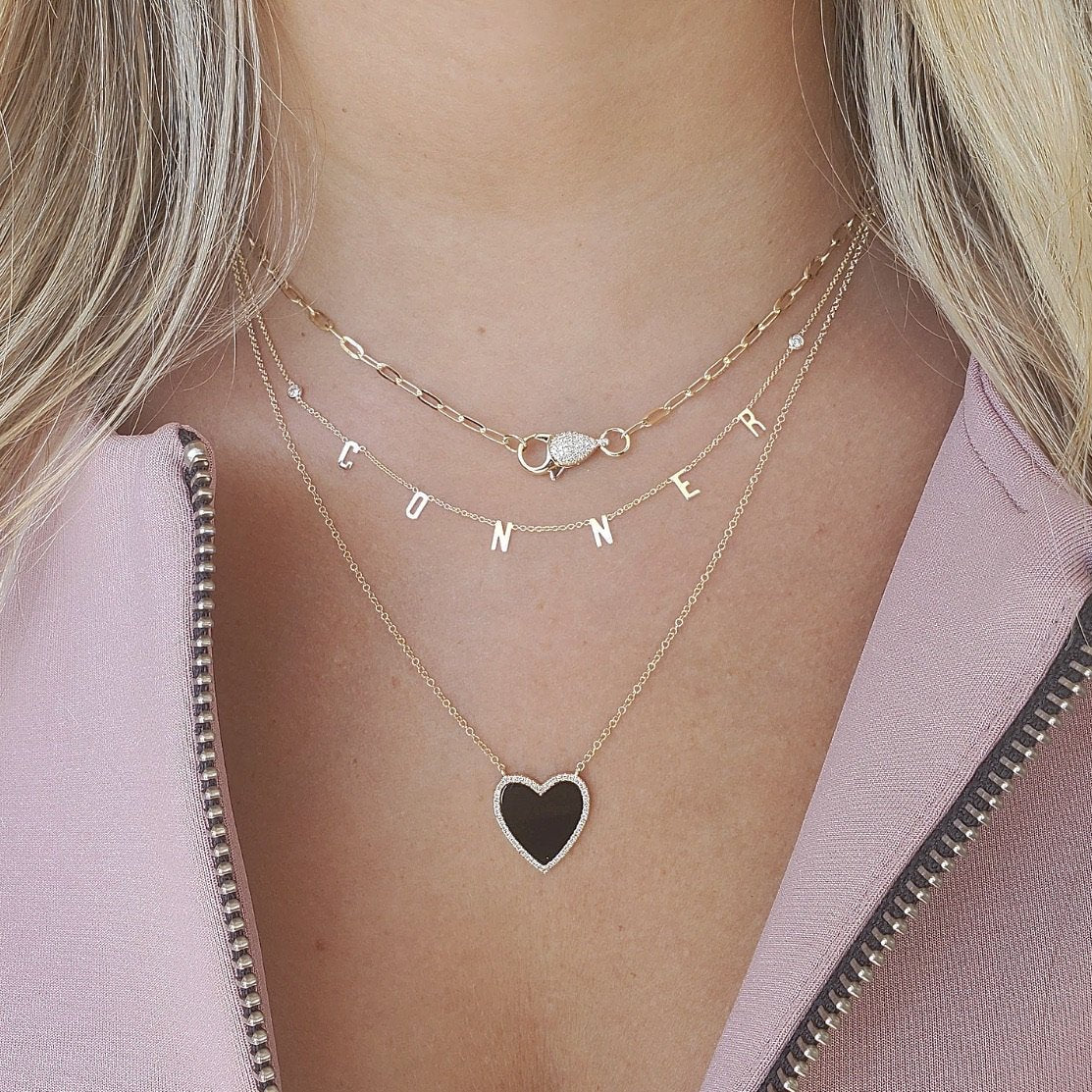 Diamond Halo Medium Onyx Heart Necklace Izakov Diamonds + Fine Jewelry VI