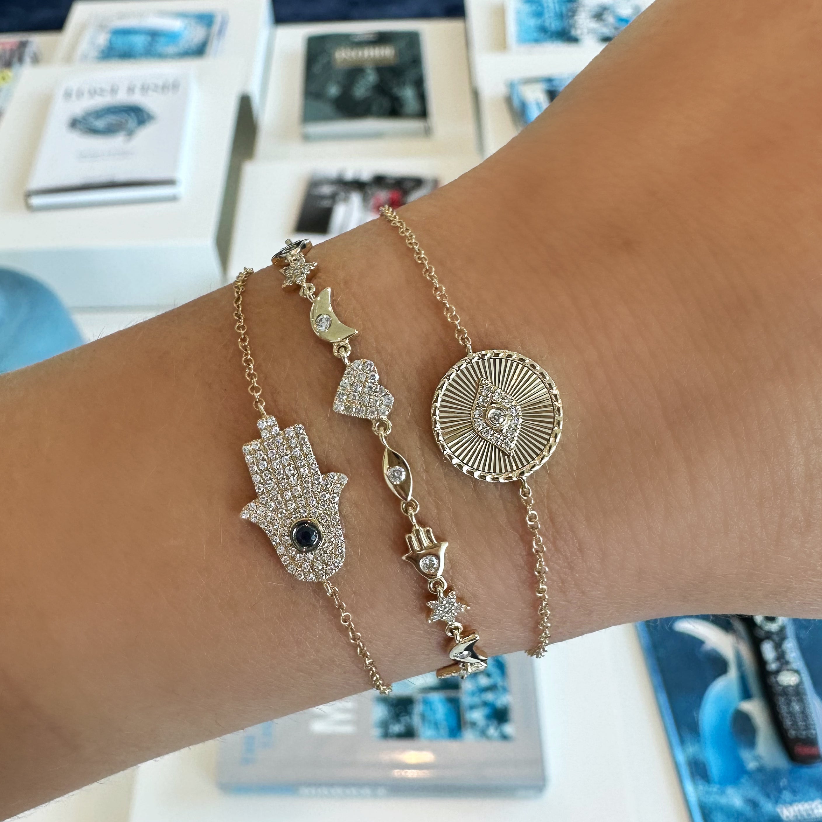 14K Gold Diamond Radiating Evil Eye Bracelet - Bracelets - Izakov Diamonds + Fine Jewelry