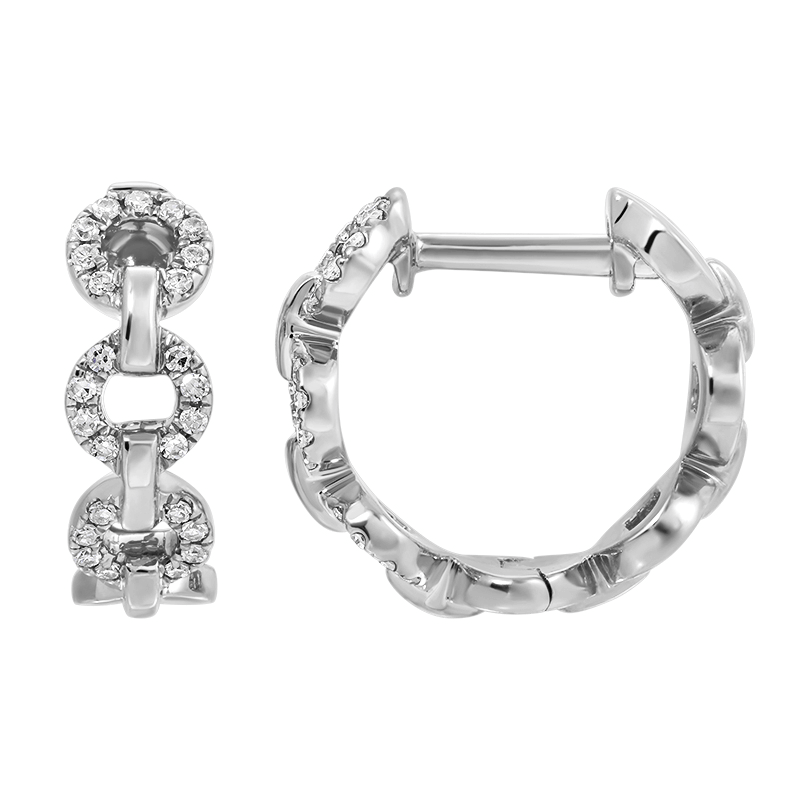 Elegant diamond-studded chain link earrings in sterling silver from our exclusive jewelry collection.