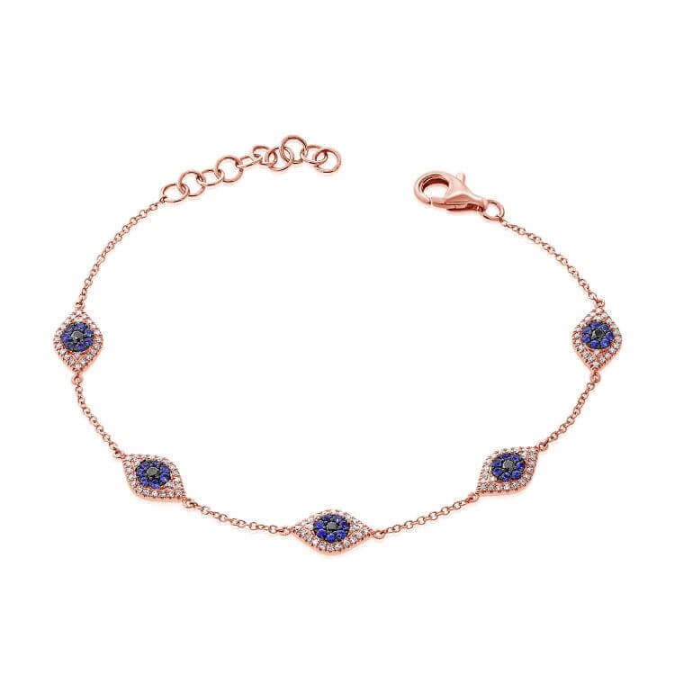 Elegant rose gold bracelet with blue gemstone accents from our jewelry brand's collection.