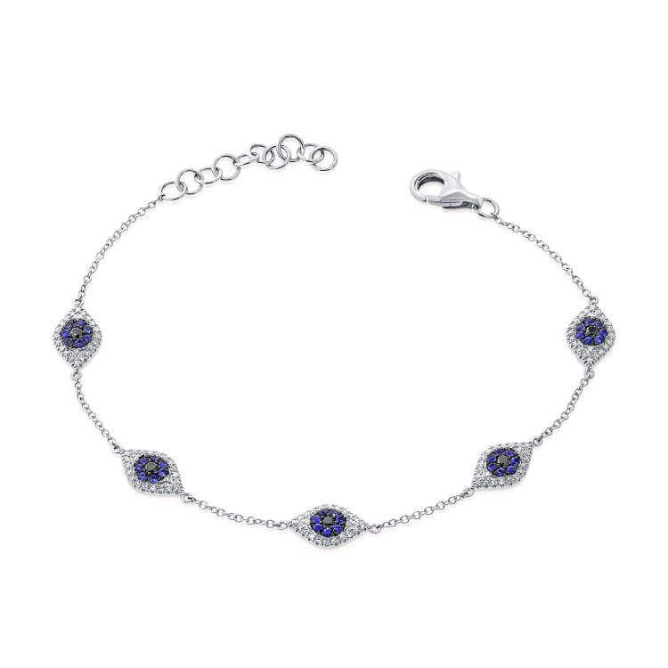 Silver bracelet with blue gemstones featuring an elegant design from our jewelry collection