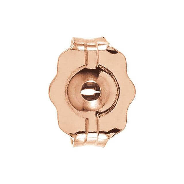 Rose gold earring back by our jewelry brand with intricate design for added elegance and secure fit.