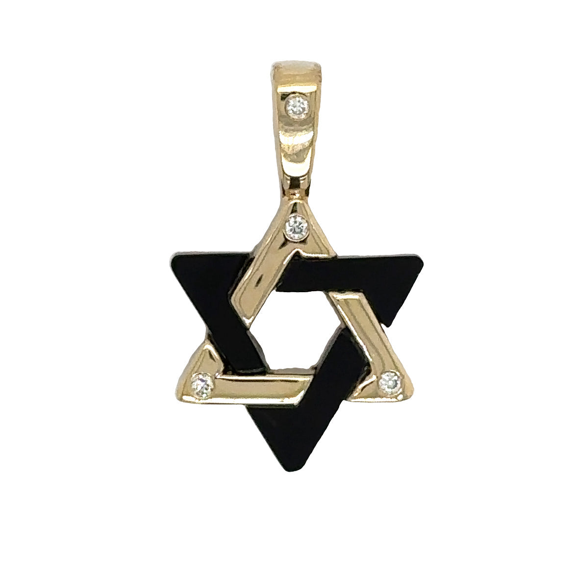 14K Gold Gemstone Star of David Diamond Pendant Onyx Small Yellow Gold Charms & Pendants by Izakov Diamonds + Fine Jewelry | Izakov
