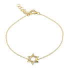 14K Gold Half Pave Diamond Star Of David Bracelet Yellow Gold Bracelets by Izakov Diamonds + Fine Jewelry | Izakov