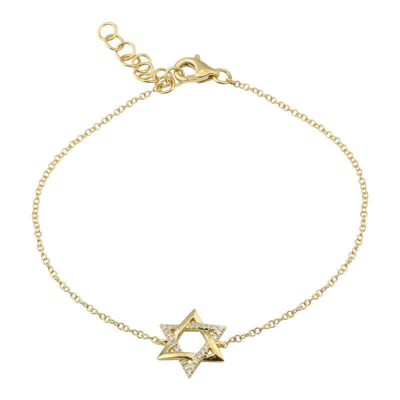 Elegant gold bracelet with Star of David pendant, perfect for adding a touch of luxury to your jewelry collection.