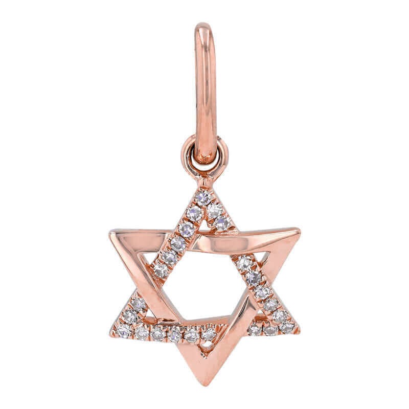 Rose gold Star of David pendant with diamond accents from our premium jewelry collection.
