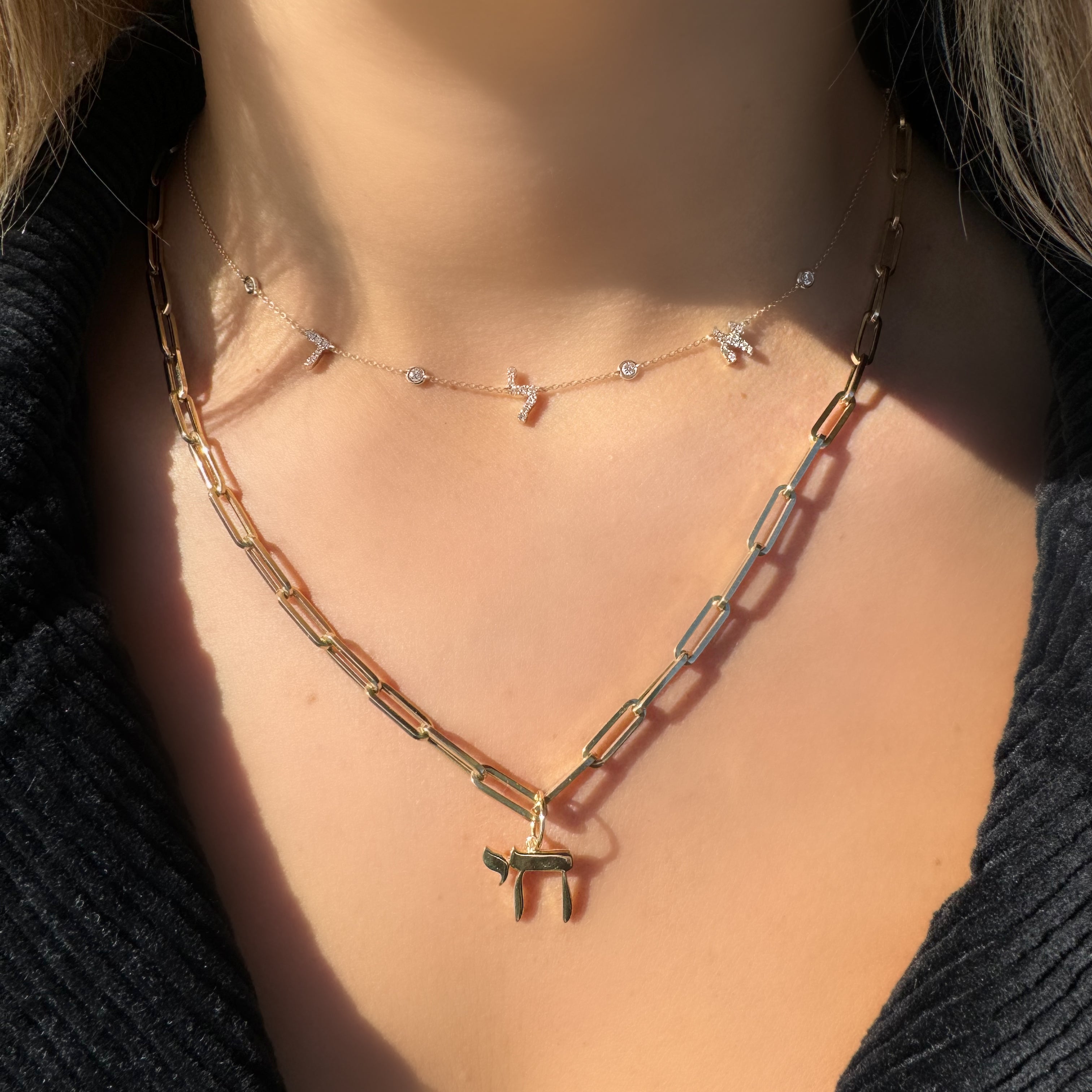 14K Gold Hebrew Chai Necklace Charm - Charms & Pendants - Izakov Diamonds + Fine Jewelry