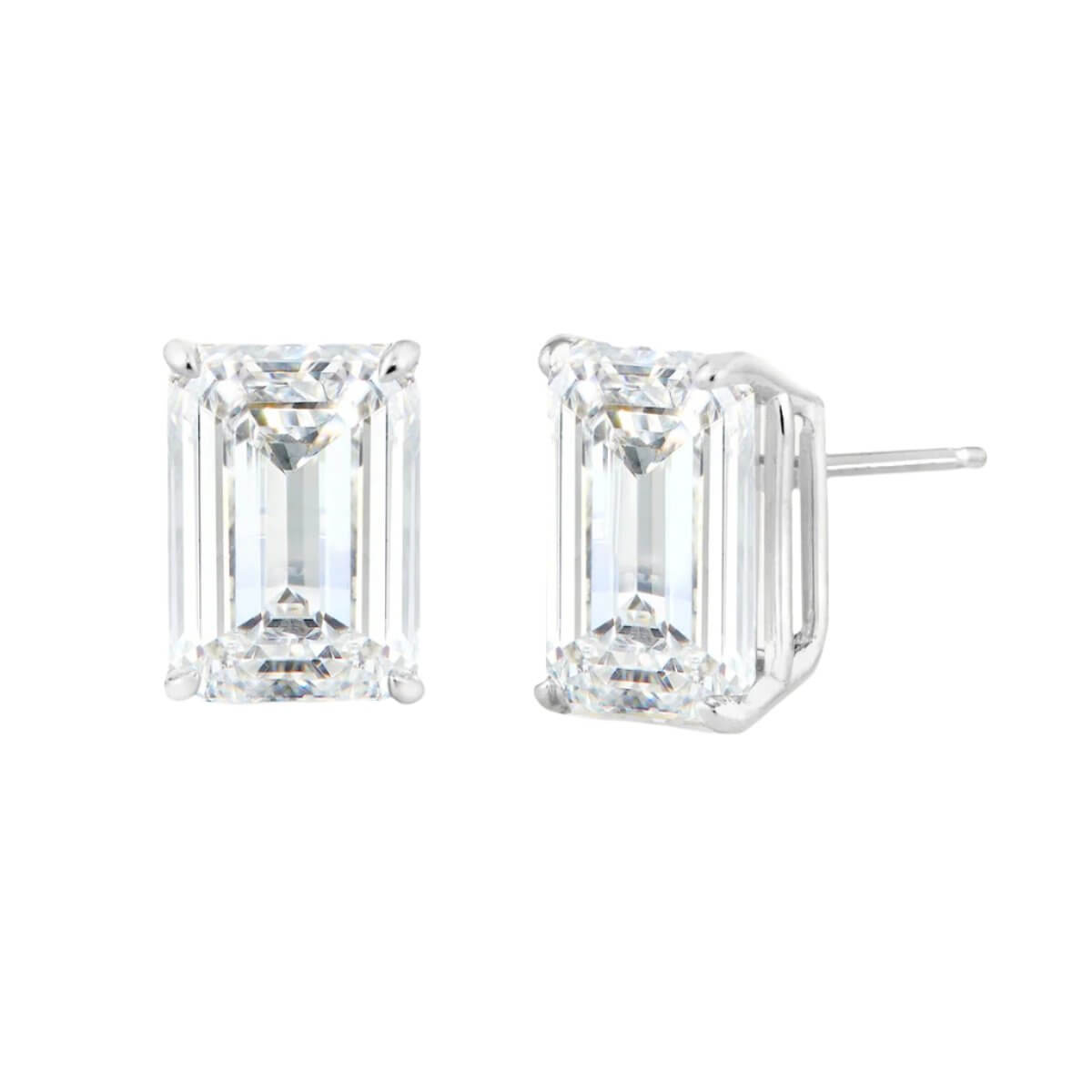 14K gold lab-grown emerald cut diamond stud earrings, showcasing luxury and sophistication in an eco-friendly design.