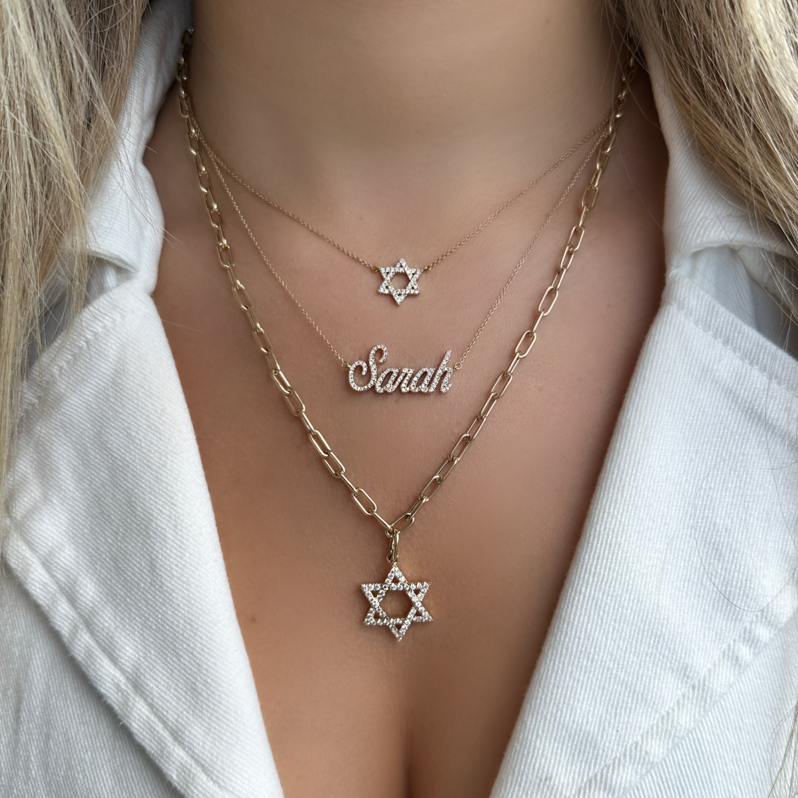 14K Gold Large Star of David Diamond Necklace Charm - Charms & Pendants - Izakov Diamonds + Fine Jewelry