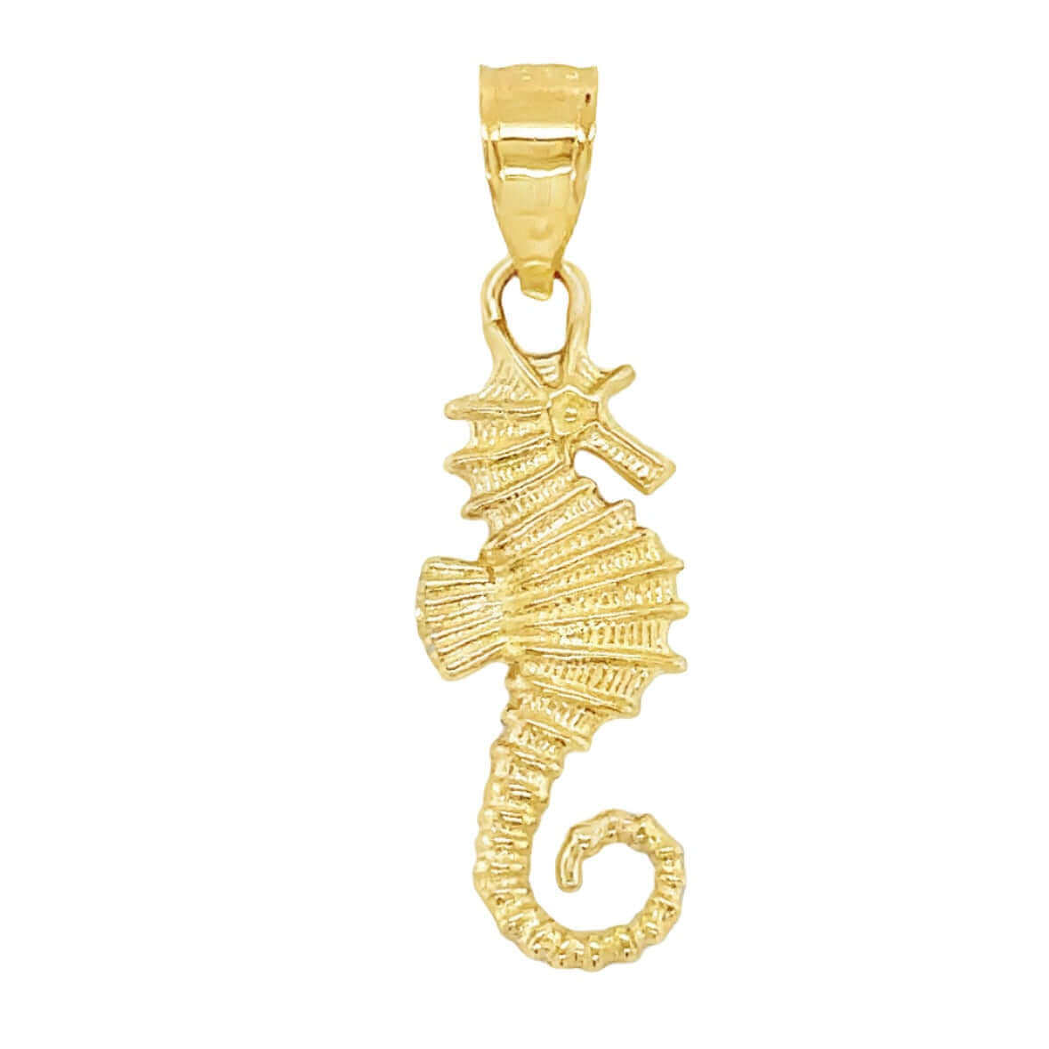 Gold seahorse pendant, beautifully detailed charming sea-life jewelry piece from our elegant jewelry collection.