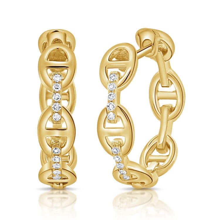 Elegant gold chain link earrings with sparkling diamonds from our luxury jewelry collection.