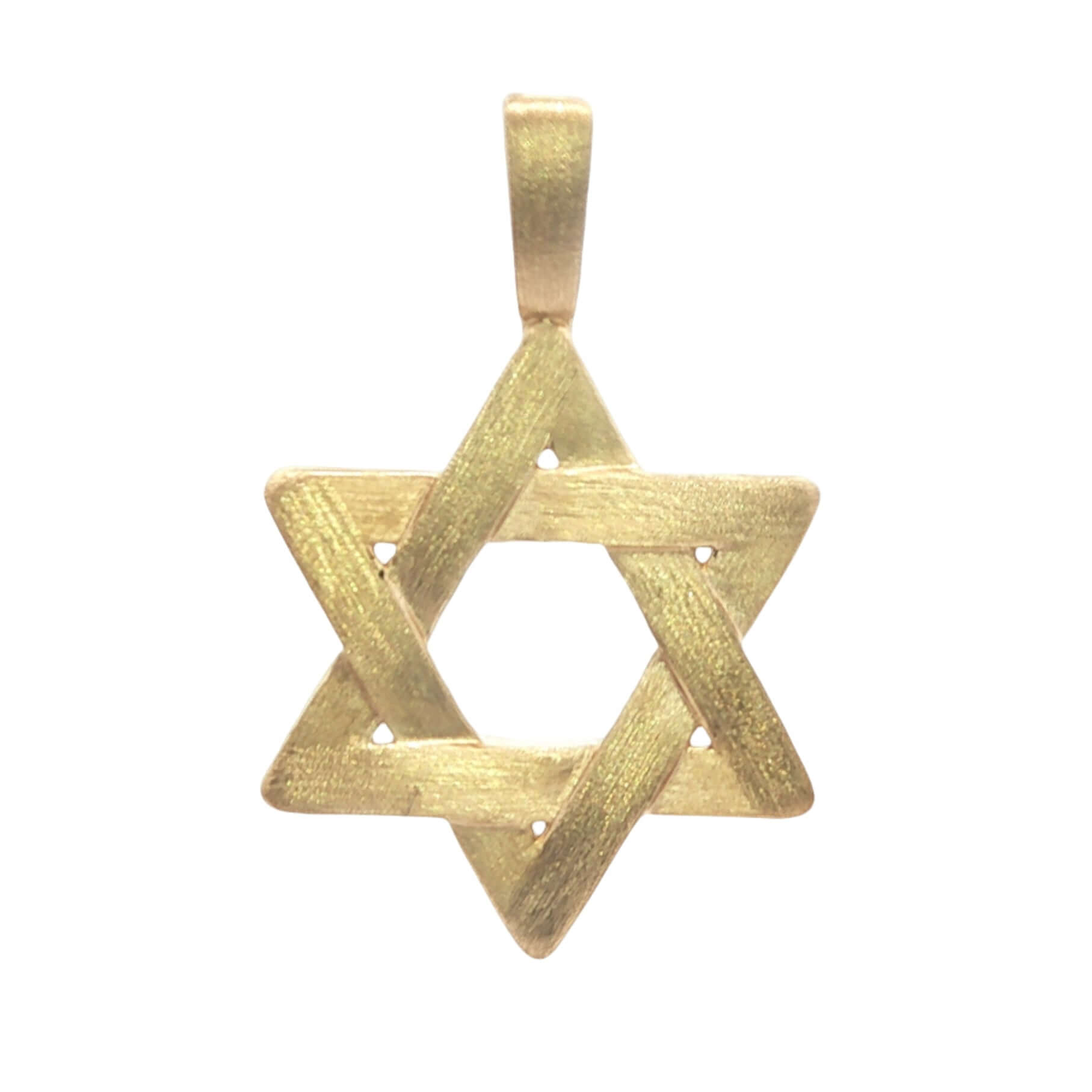 14K Gold Matte Finish Star of David Pendant © showcasing refined matte finish and timeless design.