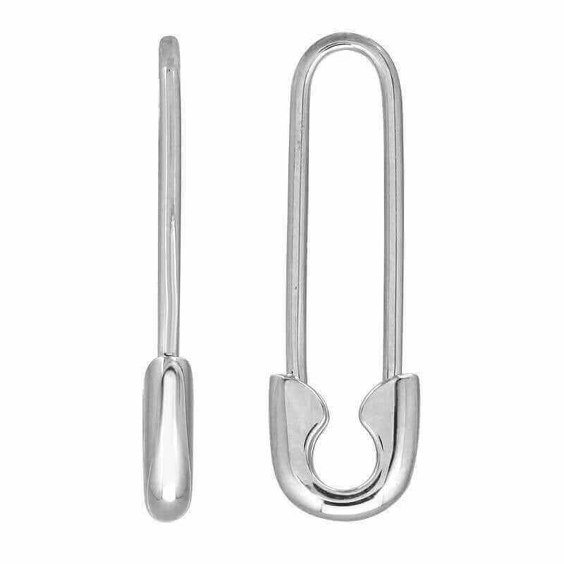 Elegant silver safety pin earrings from our jewelry collection.