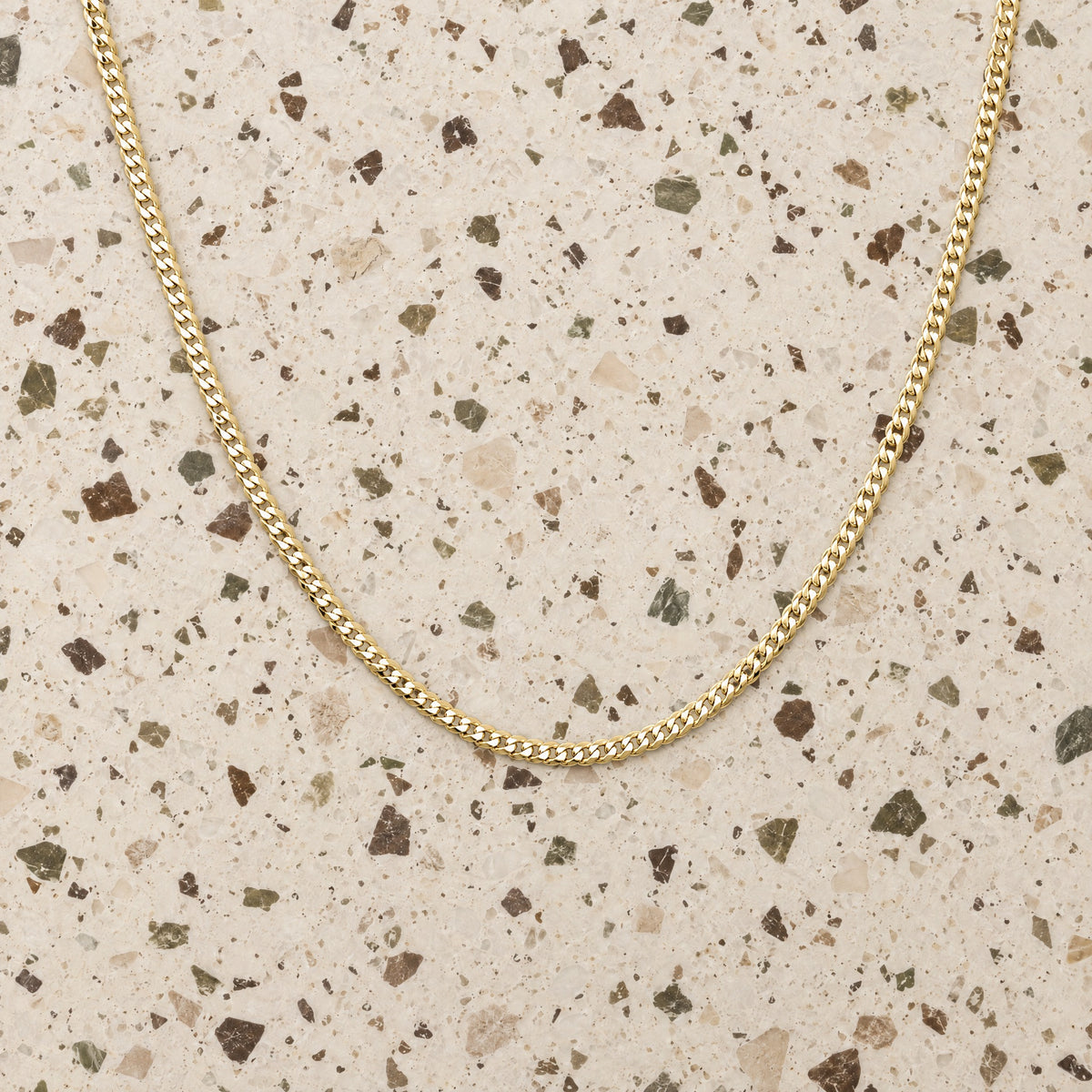 Micro Cuban Link Gold Chain Necklace in 14K yellow gold, styled, Izakov Fine Jewelry