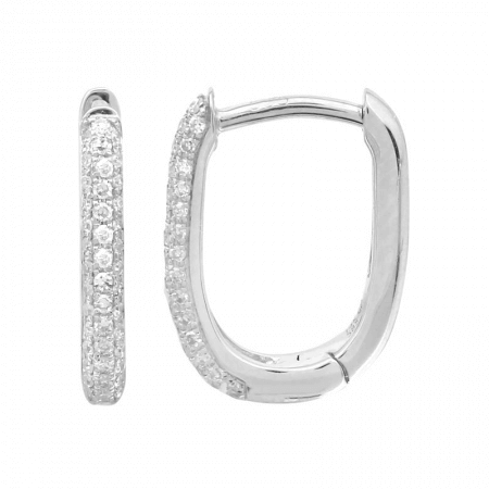Elegant white gold hoop earrings encrusted with diamonds from our luxury jewelry collection