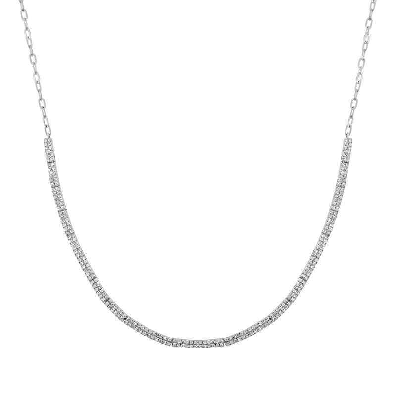 14K Gold Micro Pave Diamond Bar Cable Link Necklace featuring a diamond bar on a cable chain.
