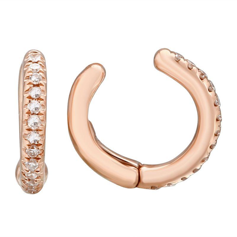 Elegant rose gold hoop earrings with sparkling diamonds from our exclusive jewelry collection