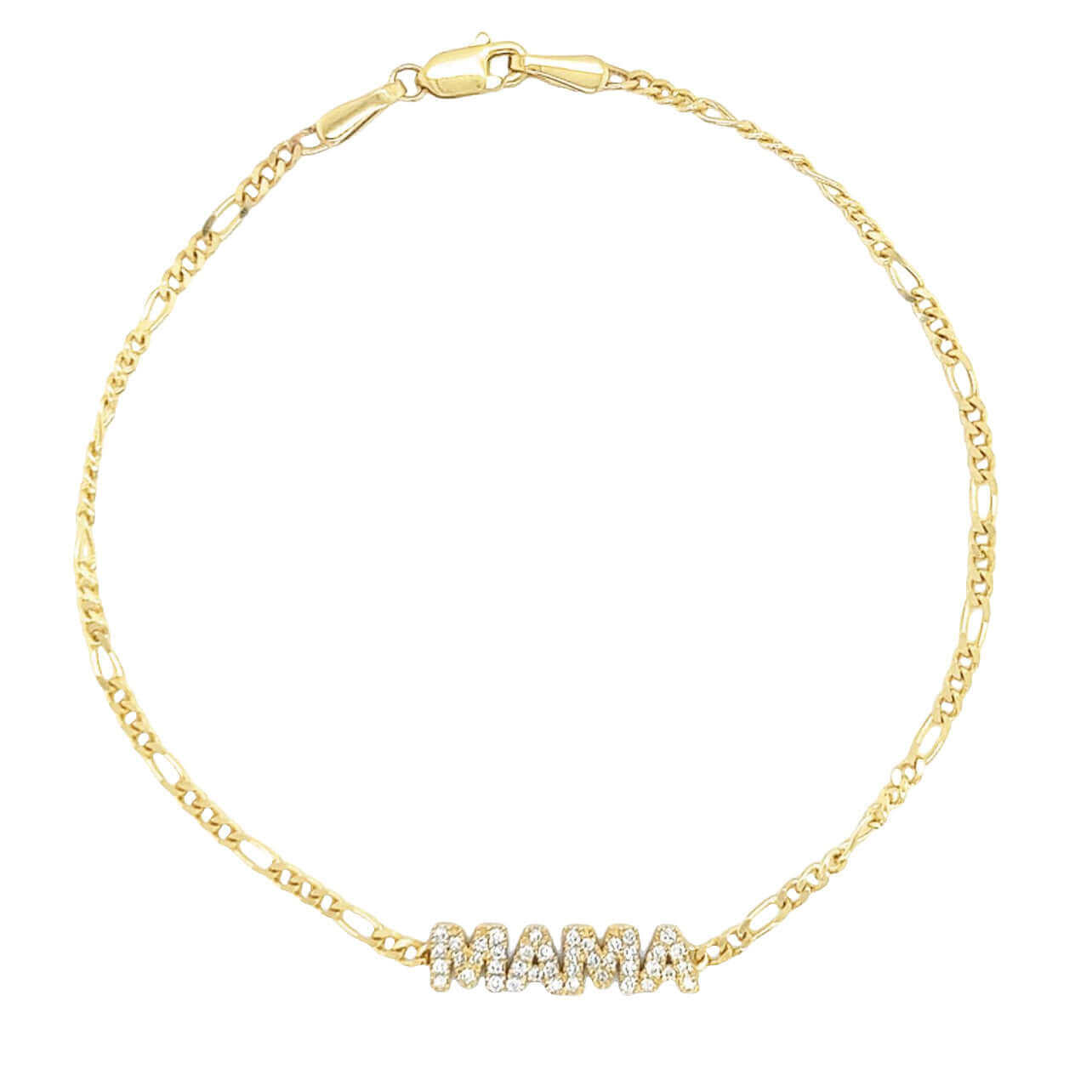 Gold bracelet with "MAMA" pendant in sparkling letters from our exclusive jewelry collection.