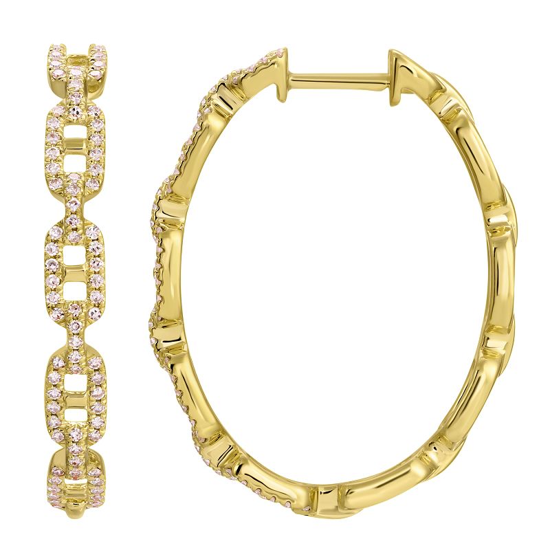 14K Gold Micro Pave Diamond Mariner Oval Hoops Pair Yellow Gold Earrings by Izakov Diamonds + Fine Jewelry | Izakov