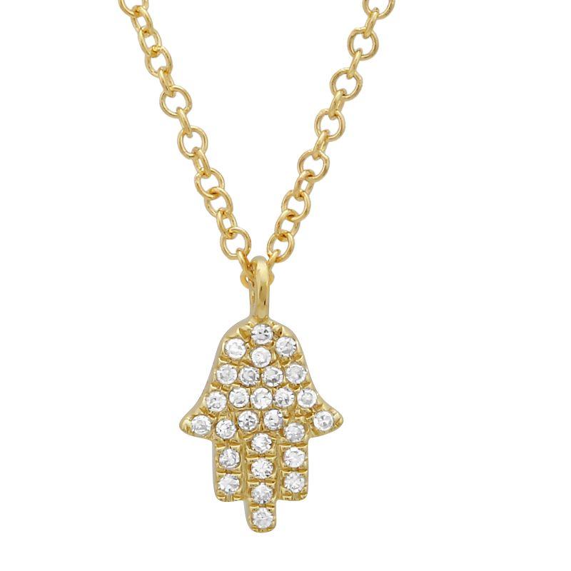 Gold chain necklace with diamond-studded Hamsa pendant from our jewelry collection