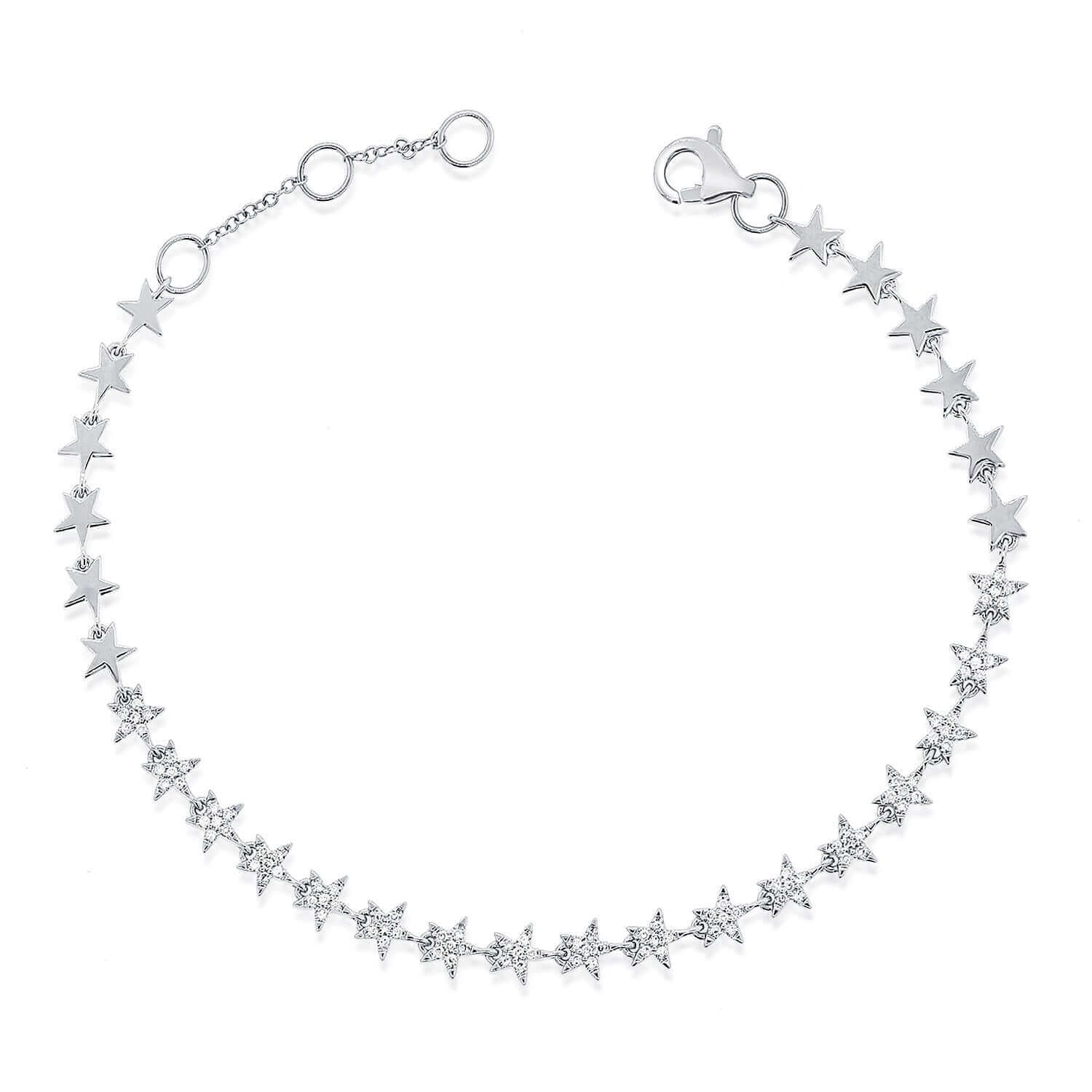 Sterling silver star bracelet with adjustable clasp from our jewelry brand.