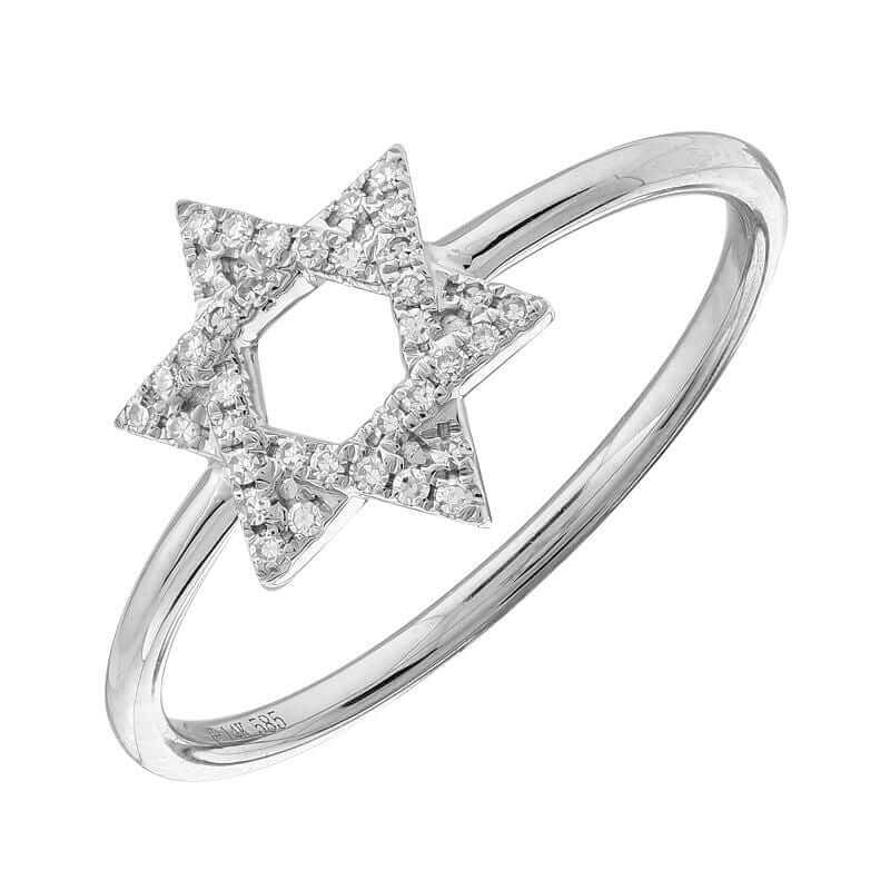 Sterling silver star-shaped diamond ring from our exclusive jewelry collection