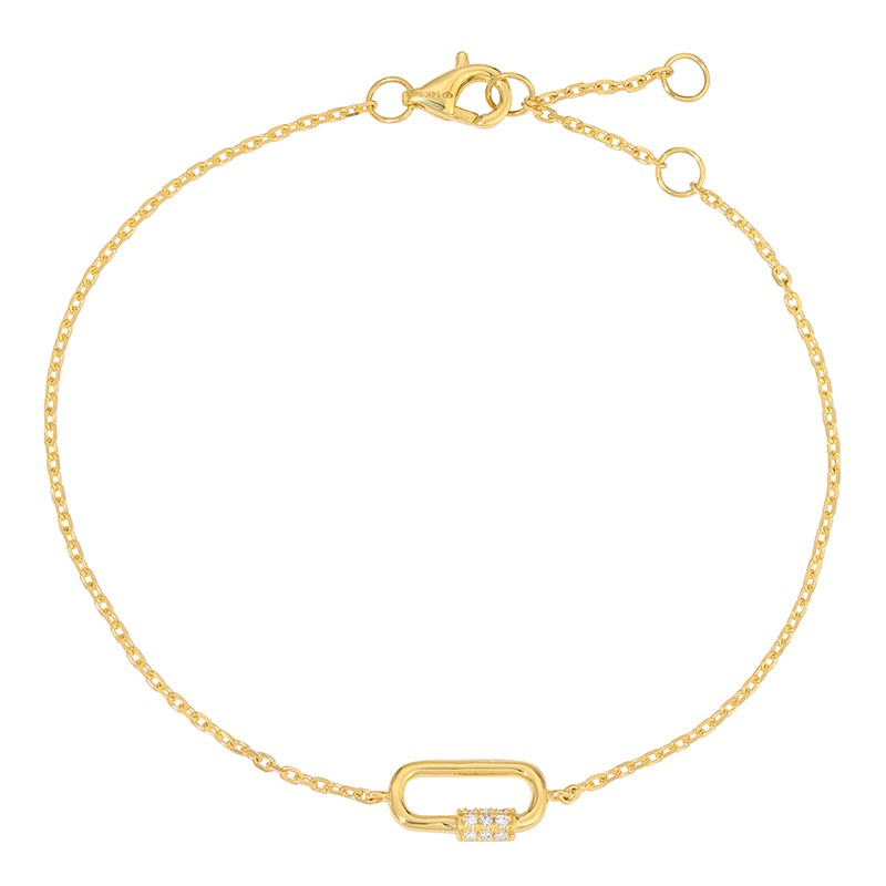 14K Gold Mini Carabiner Micro Pave Diamond Bracelet Bracelets by Izakov Diamonds + Fine Jewelry | Izakov