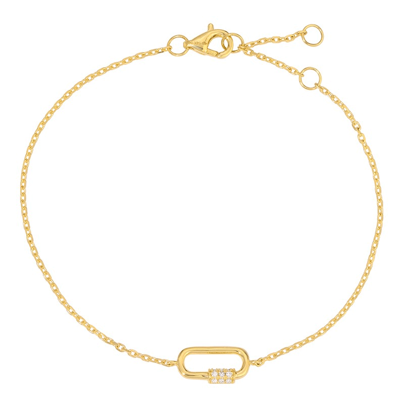 Elegant gold chain bracelet with a diamond-accented link from our luxury jewelry collection.