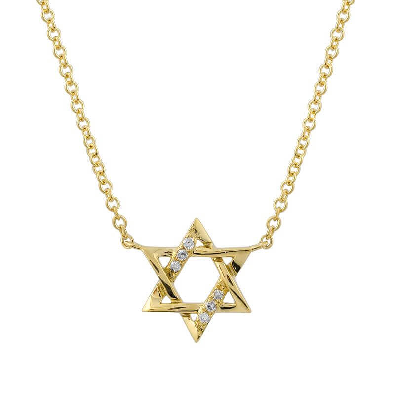 14K Gold Mini Diamond Accented Star of David Necklace Yellow Gold Necklaces by Izakov Diamonds + Fine Jewelry | Izakov