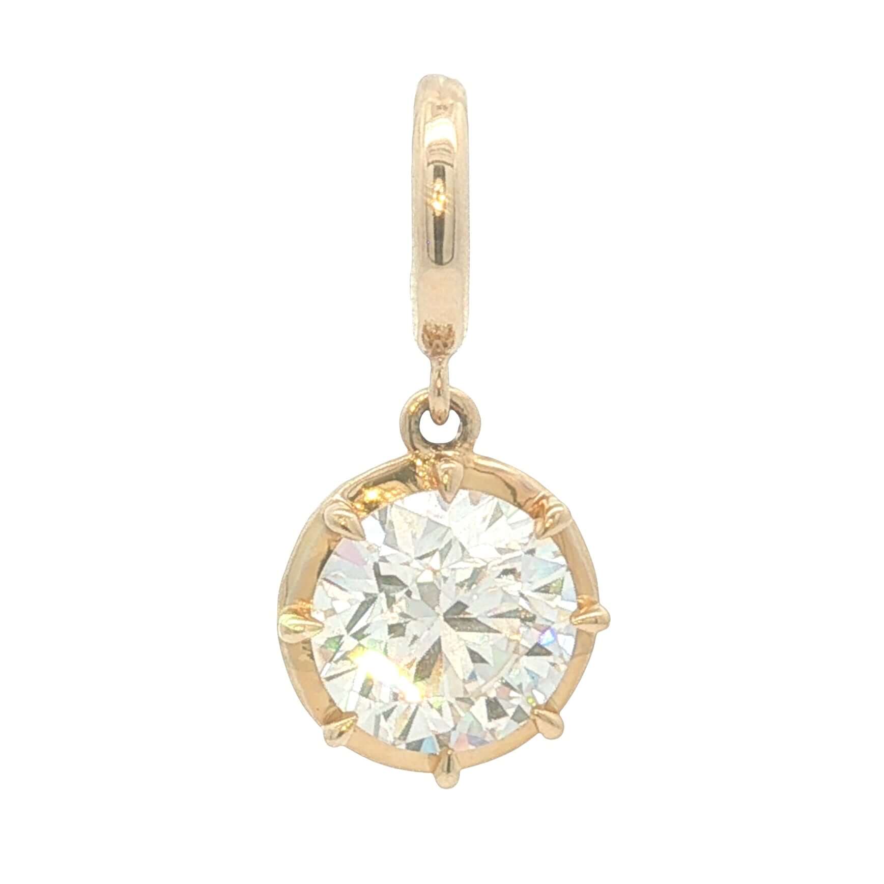 14K Gold Multi Prong Set Lab Diamond Pendant showcasing a lab-grown diamond in a unique prong setting.