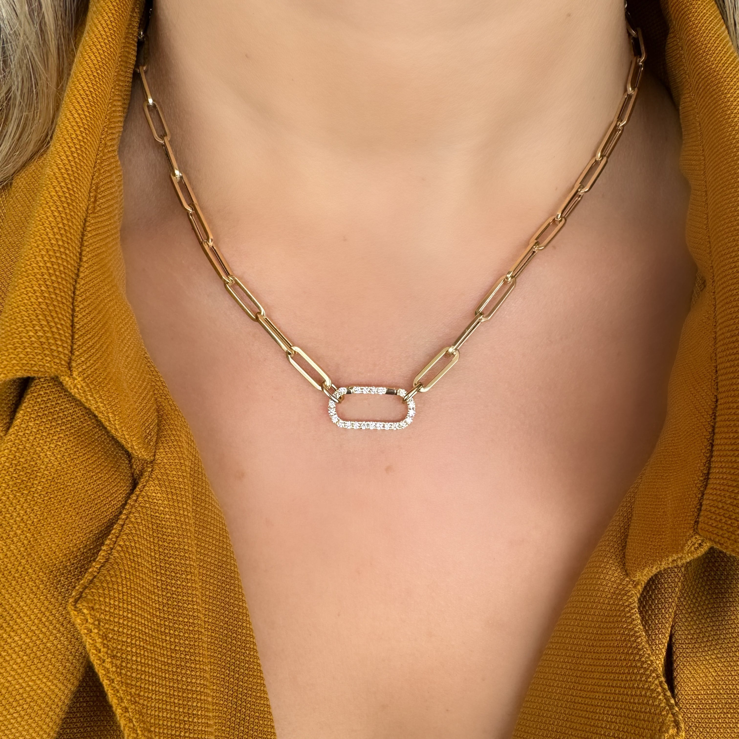 14K Gold Oval Link Diamond Charm Enhancer - Charm Enhancers - Izakov Diamonds + Fine Jewelry