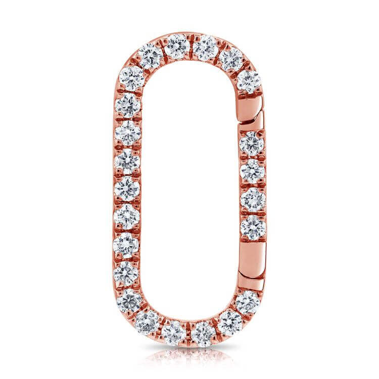 Rose gold oval pendant encrusted with dazzling diamonds - elegant jewelry piece from our collection.