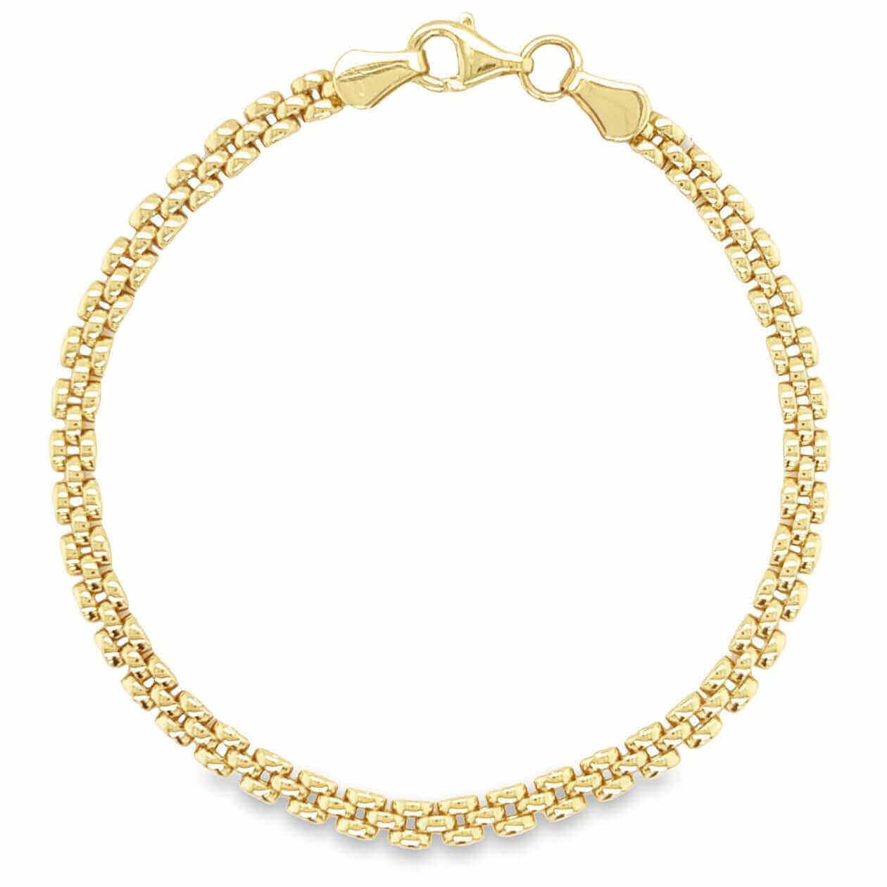 Elegant gold bracelet with intricate chain design, available at our jewelry brand for a timeless and luxurious look.