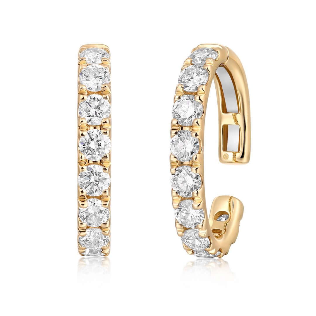 14K Gold Pave Gemstone Ear Cuff featuring stunning cubic zirconia in a pave setting.