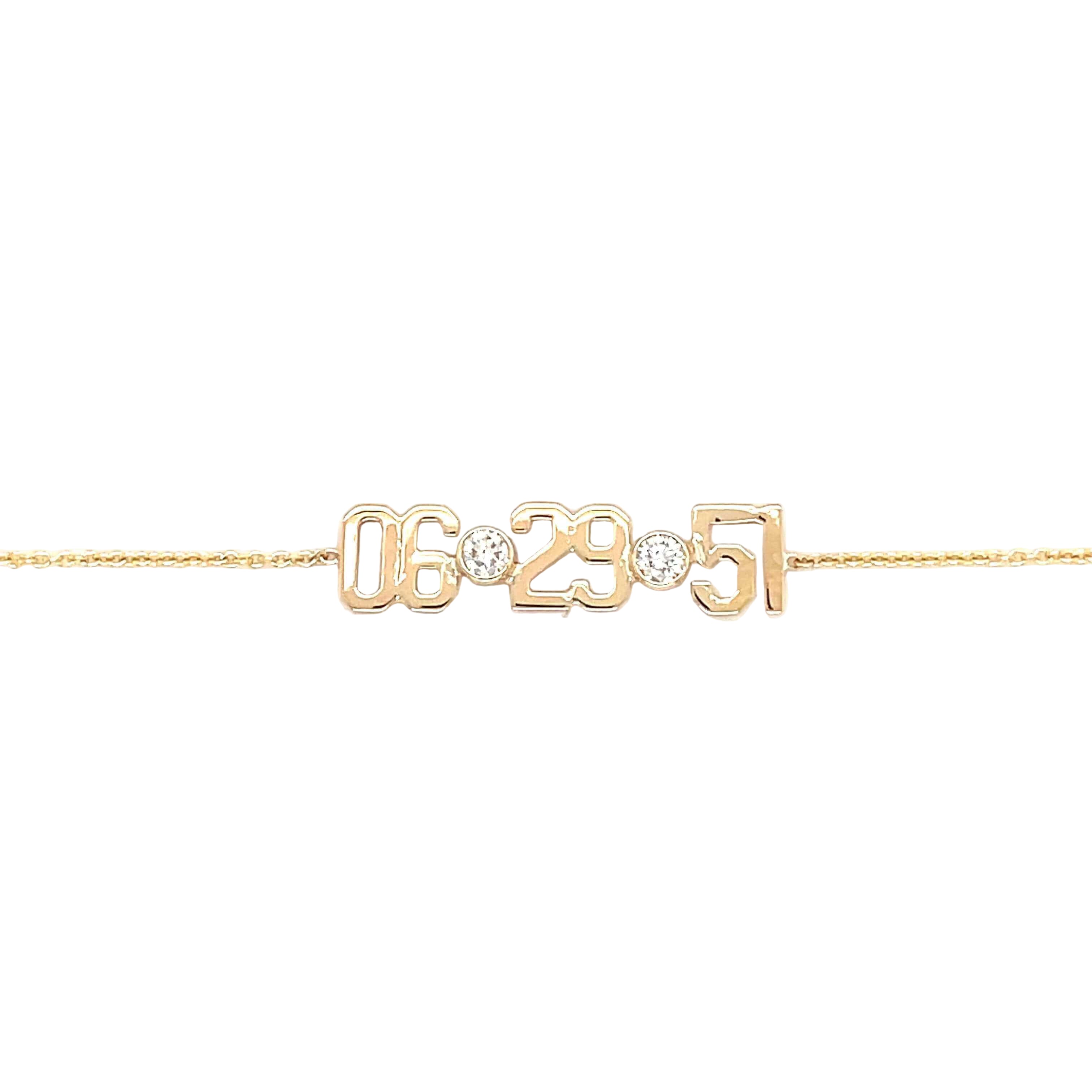 Gold bracelet with diamond-accented date charm 06-29-51