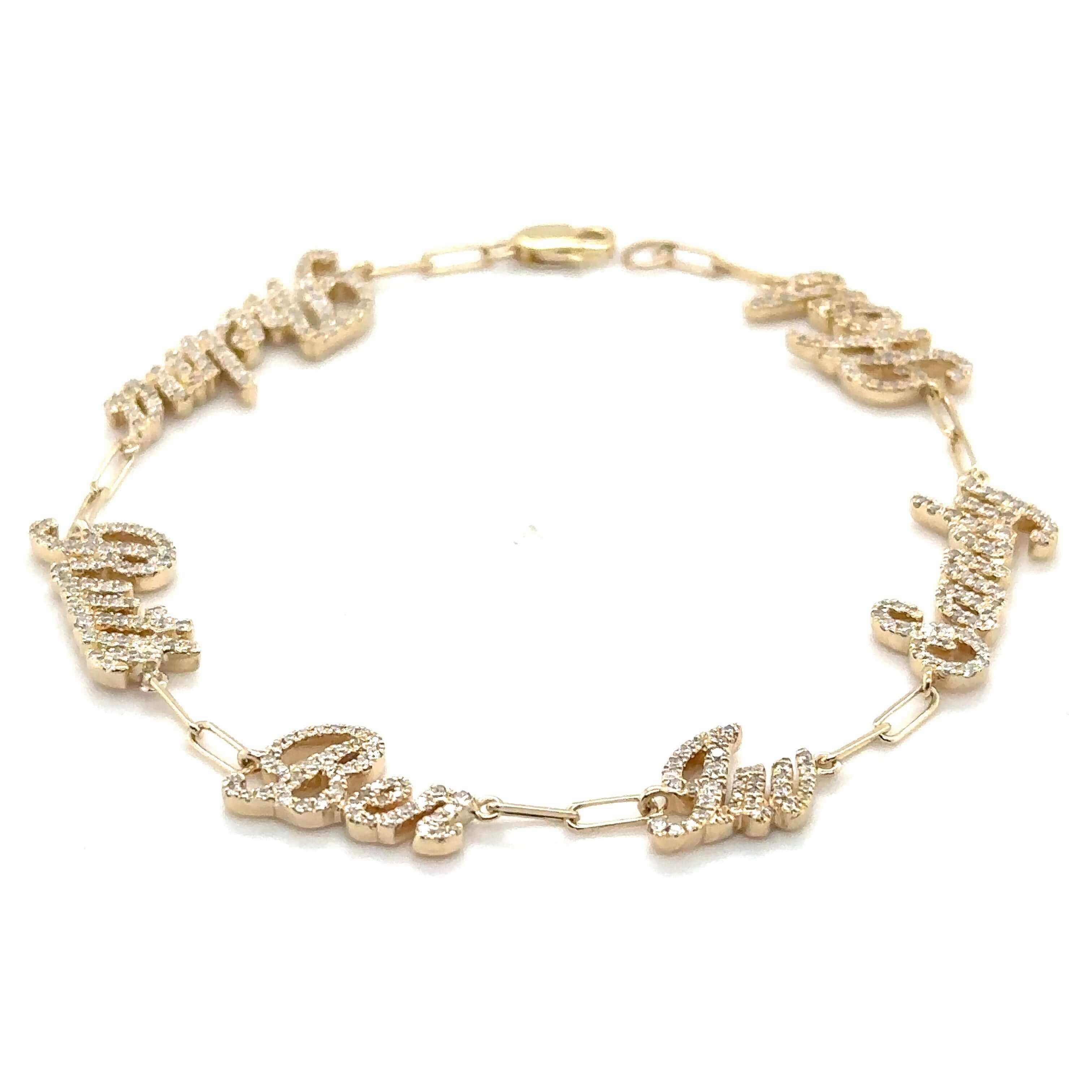 Sparkling gold bracelet with custom name charms from our elegant jewelry collection