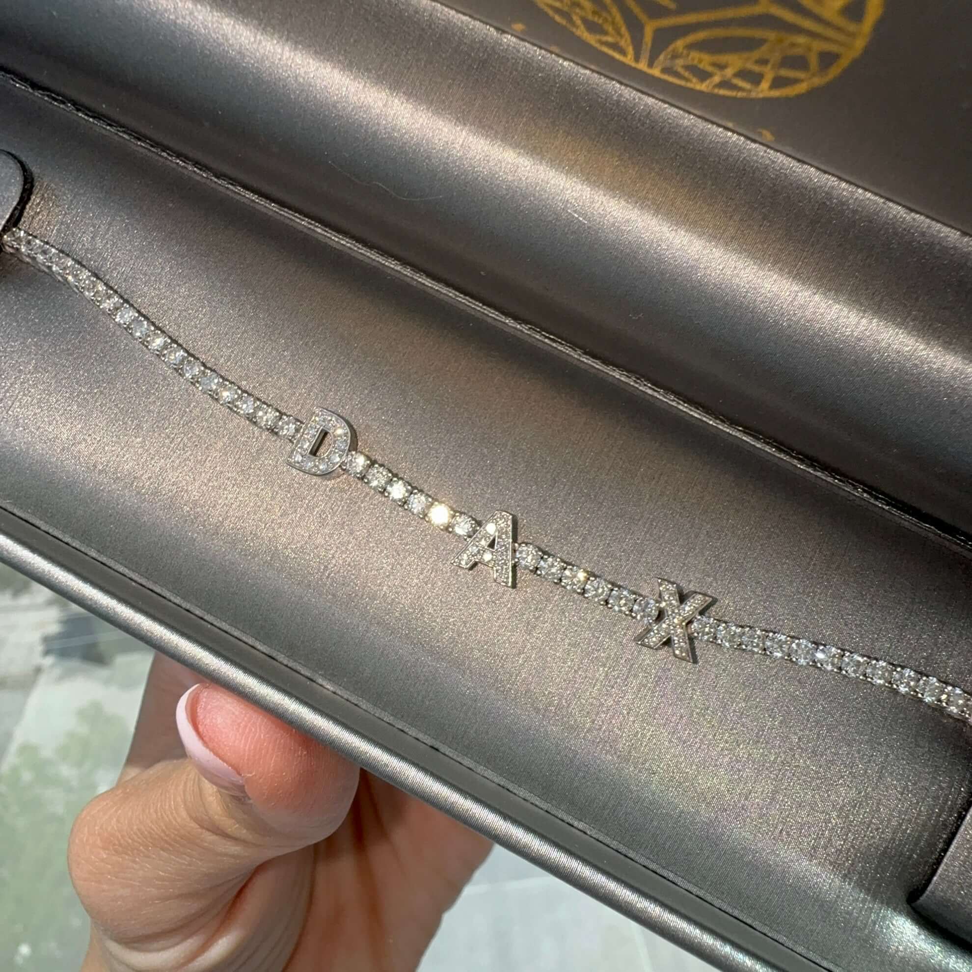 14K Gold Personalized Name Lab Diamond Tennis Bracelet with sparkling letters D A X