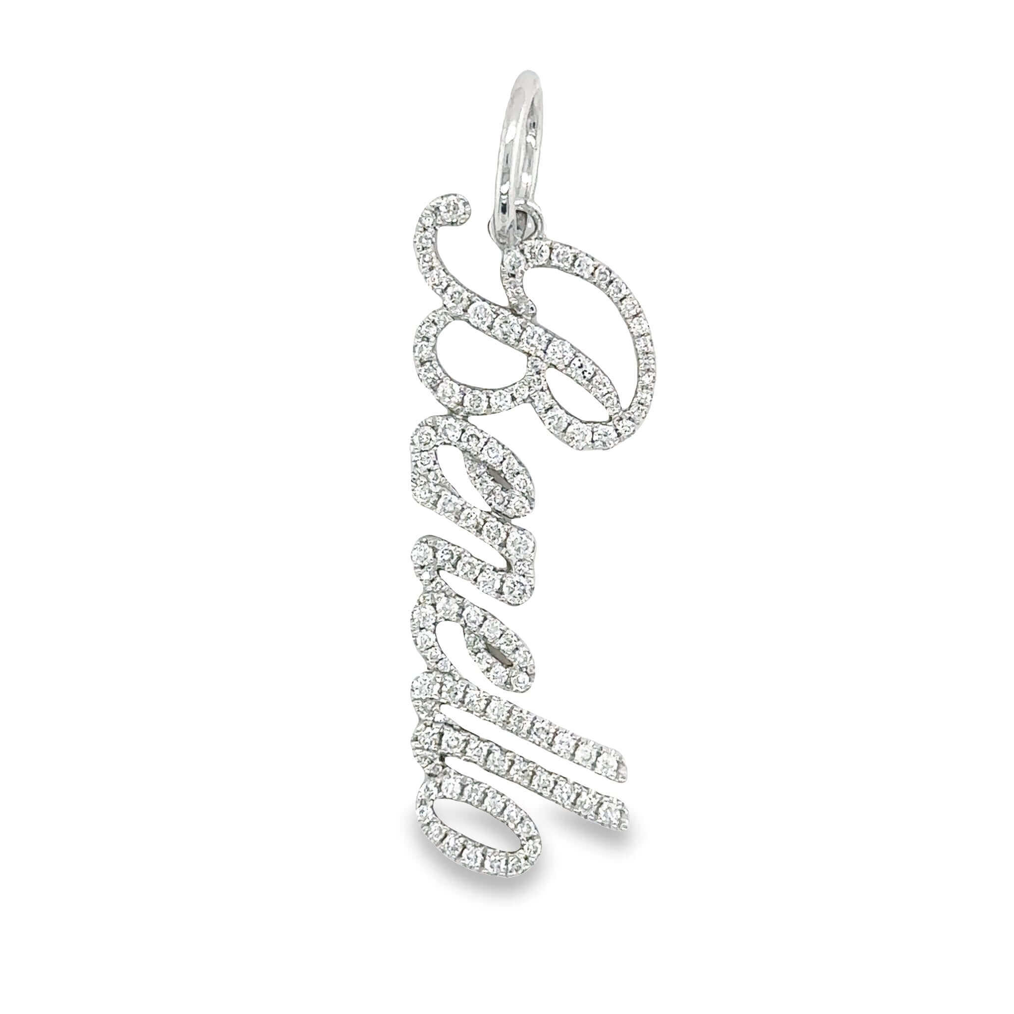 Elegant diamond-accented cursive pendant from our jewelry collection