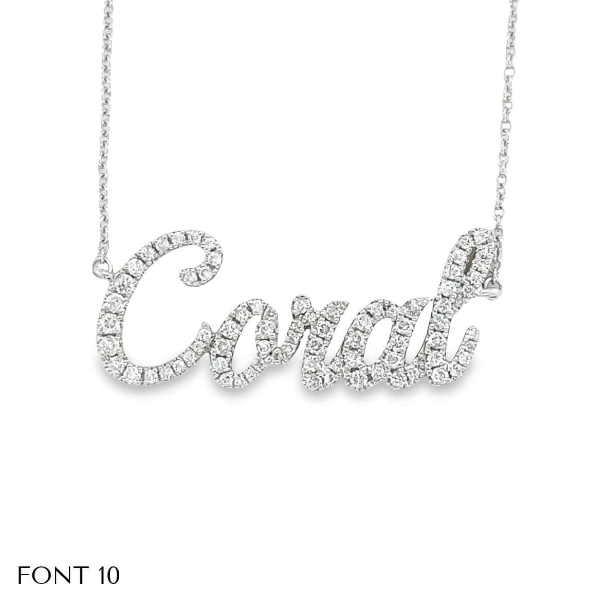 Custom diamond name necklace in cursive font, elegant personalized jewelry for special occasions